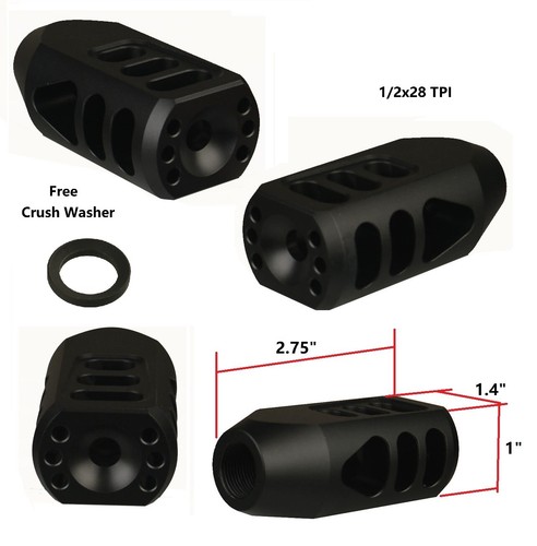 1/2-28 TPI 1/2x28 Thread Tanker Muzzle Brake Linear Comp Combo,Exit ...