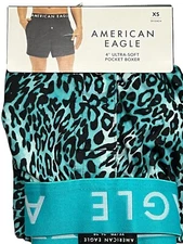 NWT AMERICAN EAGLE Ultra Soft 4" Pocket Boxer Sz XS-S-M-L-XL Blue Black #77