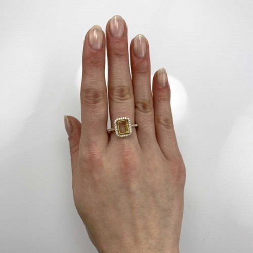 Smaragdschliff 8x6mm Ring Halbfassung in 14k Gelbgold mit Diamant Akzent (37107) - Bild 5 von 7