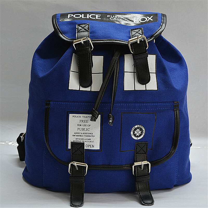 Doctor Who Mochila Cosplay Azul Lona Laptop Bolso Cordón Mochila Mochila