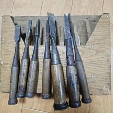Japanese Chisel Nomi Carpenter Tool Lot of 7 Set Hand Tool wood working Vintage