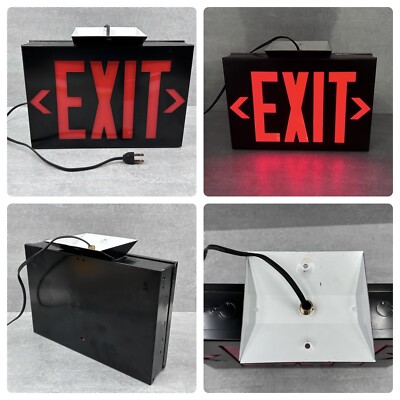 Black EXIT Sign Light Ceiling Hanging Steel Casing 8x11 in