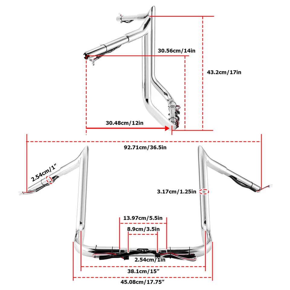 14" Ape Meathook Pre-Wired Handlebars For Harley Ultra Limited Street Glide 14+ - Image 3 of 4