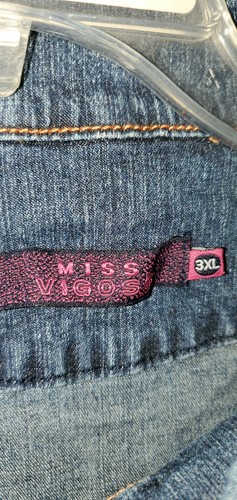 Miss Vigoss Denim And Jersey Jacket Red White Striped Sleeves Plus Size 3X (5U) - Picture 4 of 4