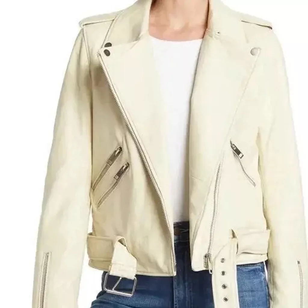 NEW Walter Baker Allison Leather Jacket In Creamy size XS 698