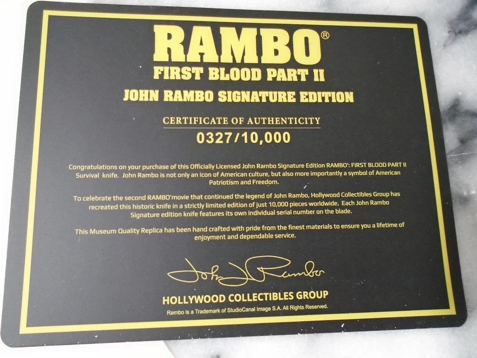Cuchillo de combate Bowie Rambo II John J Limited Signature hoja fija 9424 15,50" OA Foto 2 de 4