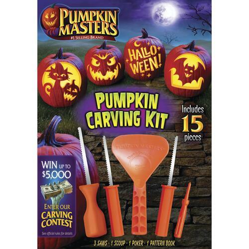 Pumpkin Masters Pumpkin Carving Kit includes 15 pieces 3 Saws 1 Scoop 1 Book - Foto 1 di 2