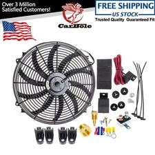 16“ HIGH 3000+CFM Electric Radiator Cooling Fan + Thermostat Wiring Switch Kit