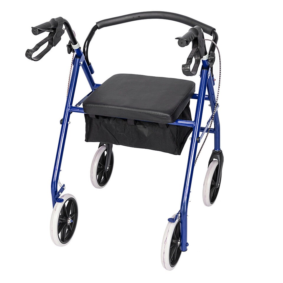4 Wheel Rollator Walker with Seat Rolling Walker Height Adjustable 8 ...