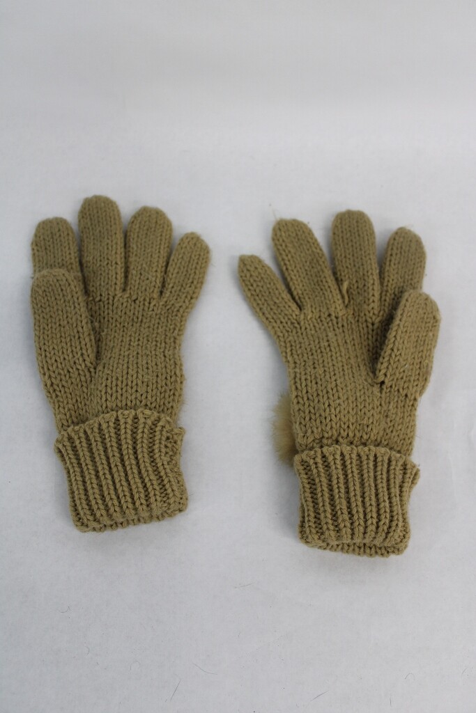 MINT BEIGE BROWN KNITTED WITH RABBIT FUR HAT GLOVES SCARF WOMEN WOMAN ONE SIZE image 9