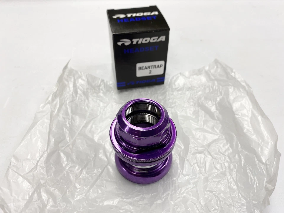 OLD SCHOOL BMX TIOGA BEARTRAP 2 HEADSET CANDY PURPLE 1" threaded NEW tange gt - Image 2 of 2