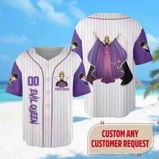 Personalized Evil Queen Horror Villain Purple & White 3D Baseball Jersey Shirt