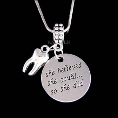 ~Tooth Dentist Assistant Tools Dental Hygienist DA DDS Graduation Charm Necklace