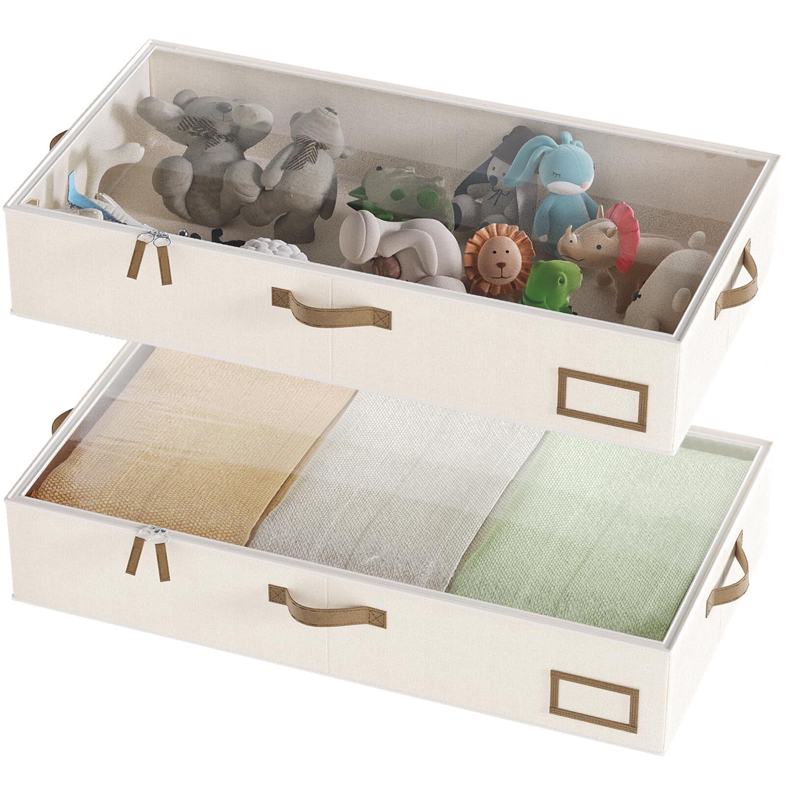 2-Pack Collapsible Under Bed Storage Containers for Clothes and Essentials-image