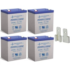 Power-Sonic PS1250 F2 12V 5Ah Battery W/ F1 Adapter Rechargeable SLA - 4 Pack