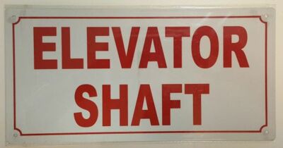 Elevator Shaft Sign (White,Reflective, Aluminium 6X12) ref1020-REF24-1027