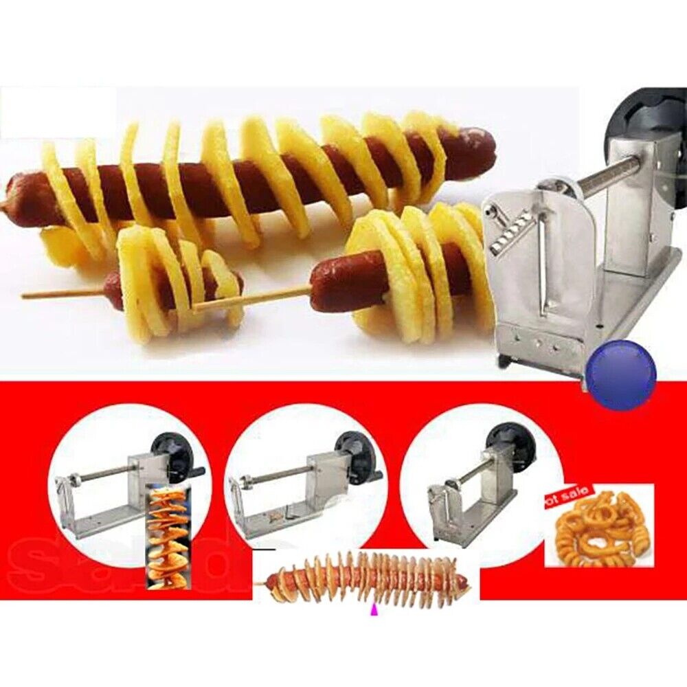 Commercial Manual Spiral Potato Chips Curly Fries Twist Hot Dog