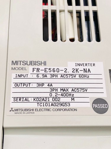 Mitsubishi FR-E560-2.2K-NA AC Frequency Inverter, 3HP, 575V Micro-VFD, E500 - 第 3/12 張圖片