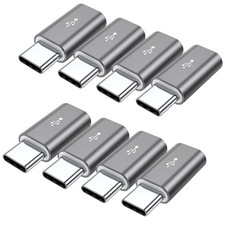 Micro USB to C Adapter,8-Pack Aluminum Type C Adapter Convert Grey