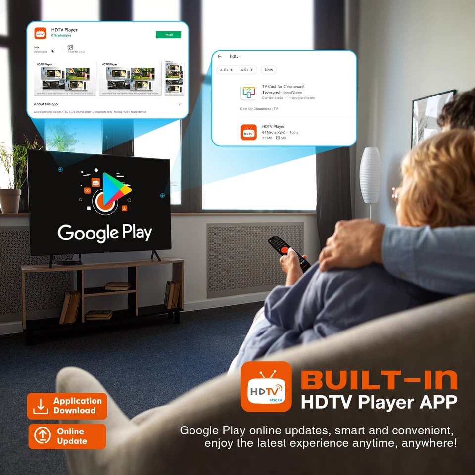 4K UHD ATSC 3.0/1.0 Digital Terrestrial TV Tuner DRM Smart Android TV Box Player - Image 4 of 4