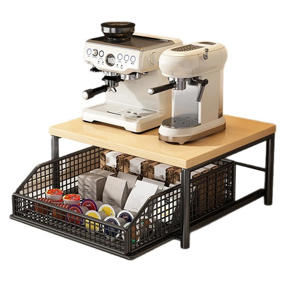 MARKENLOS Platzsparender Küchenarbeitsplatten-Organizer mit Schublade und Drahtkorb -5886