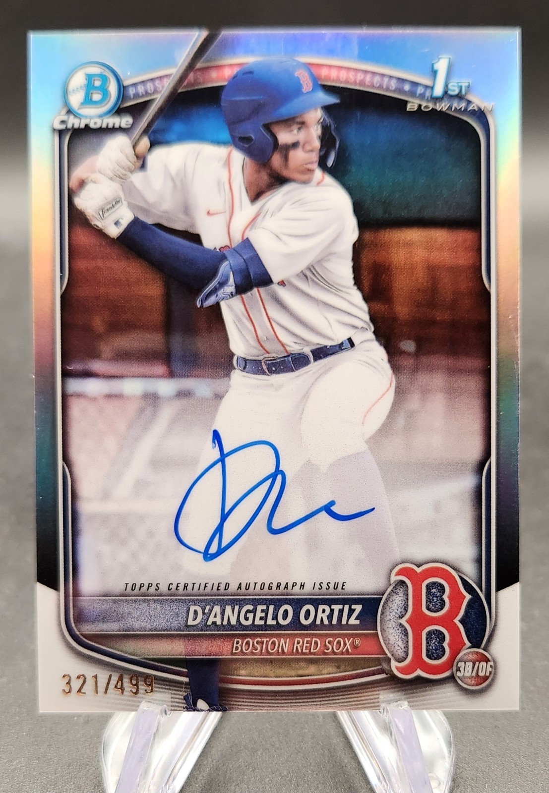 2025 Bowman D'Angelo Ortiz Chrome Auto Refractor 1st Prospect #321/499 Red Sox