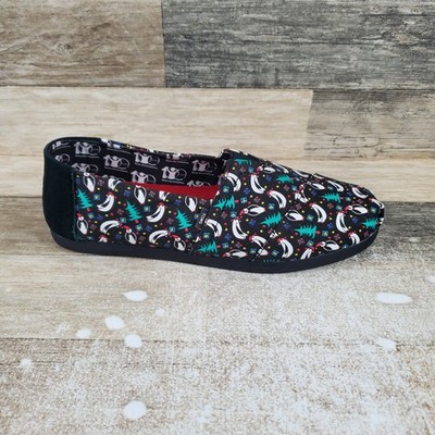 Toms Classic Men Shoes 10 Black Save The Children Penguins Slip On Canvas Loafer