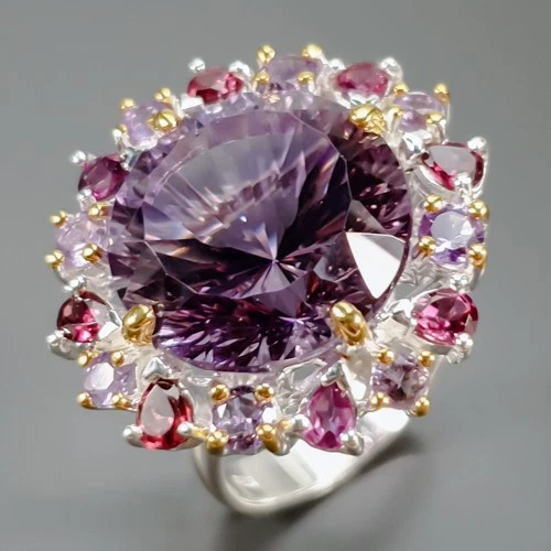 Vintage ring 23 ct Natural Amethyst Ring 925 Sterling Silver Size 8 /R435702