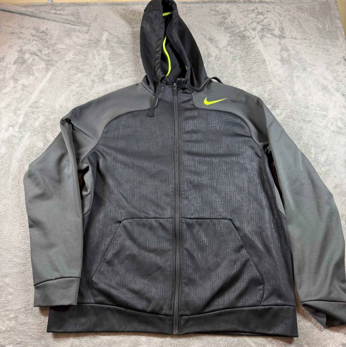 Nike Therma-Fit Full Zip Hoodie XL Gray Black Athletic Training Jacket