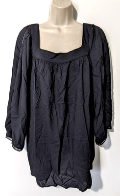 Ava & Viv Women's Relaxed Fit Pullover Top Sz 3X Plus Black 100% Rayon EUC