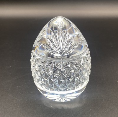 Vintage Egg Shaped Paperweight Solid Crystal Clear Cut Glass France 3.5'' Tall