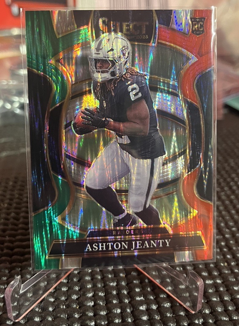 2025 Panini Select - Ashton Jeanty Concourse Green & Red Prizm Shock (RC) #4