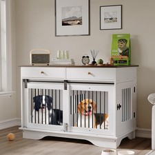 47" Large Dog Crate Furniture, Wooden Dog Crate Table  Divider Indoor Dog House