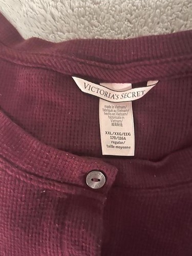 Victoria's Secret Pajama Set Womens XXL Burgundy Thermal Henley Jogger Lounge - Picture 12 of 15