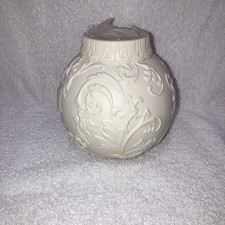 Lenox Ornamental Glow Cream Textured Ceramic Christmas Ornament Tea Light Holder