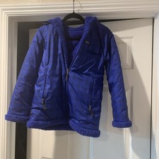 Big Boys/Girls Kids PATAGONIA Reversible Ready Freddy Blue Jacket Fleece Parka