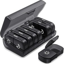 XL Weekly Pill Organizer 2 Times a Day, Pill Box 7 Day with One-Side Large Op...
