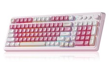 AULA 99 Key Keyboard, Wireless Pink Gaming Keyboard with Number Pad, RGB Backlit
