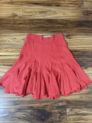 Effie's Heart Skirt Womens Med Red Flared A-Line Pima Cotton Stretch Pockets