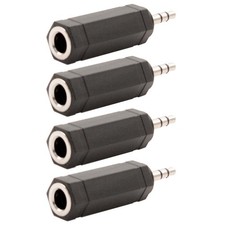 4 Pcs 3.5mm 1/8'' Male to 6.35mm 1/4" Female Stereo Adapter Converter Connector