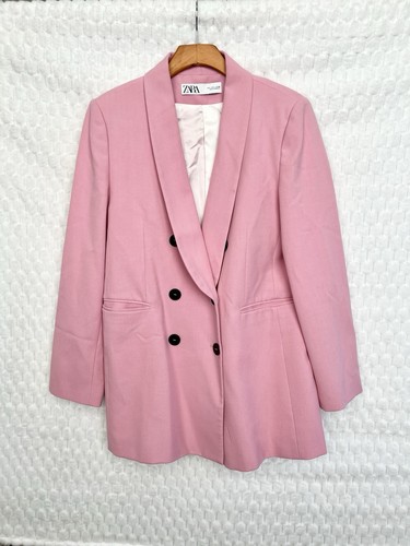 Zara Oversized Pink Double Breasted Blazer Jacket - Size Large - Picture 4 of 11