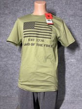 General Standard Men’s Medium Green American Flag T-Shirt Made in USA NWT