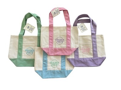 Trader Joe's Mini Canvas Tote Bags Set of 4 limited edition colors 