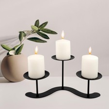 Home Decor Candle Holder Fireplace: 10 inch Metal Pillar Candelabra for Outdo...