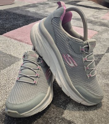 Skechers D'Lux Walker Sneaker Damen UK 4 Grau Relaxed Fit Pull On Sneaker