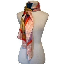 Pink Multicolor Love Scarf Rectangle Long 41" Abstract Design