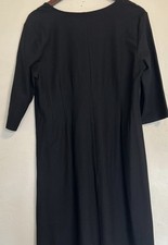 A:  Fisher Deep V Neck Black Fit Flare Dress L Minimal Classic 2pcs
