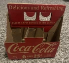 1960s VINTAGE COCA COLA CARDBOARD 6 BOTTLE CARRIER / CARTON - 6 FOR 25 CENTS