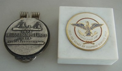 2 alte Bagdes Abzeichen USA Marine Shipping Service 1973 Lines Navy K070226A