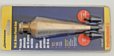 Swanson Tool Professional 16oz Brass Plumb Bob W/ Extra Tips Model# PB016B